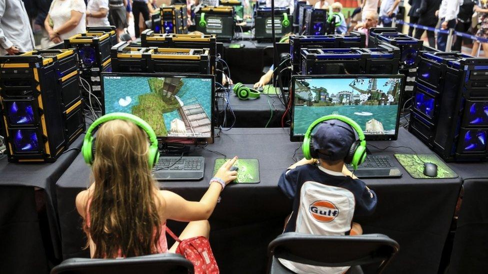 Children playing Minecraft