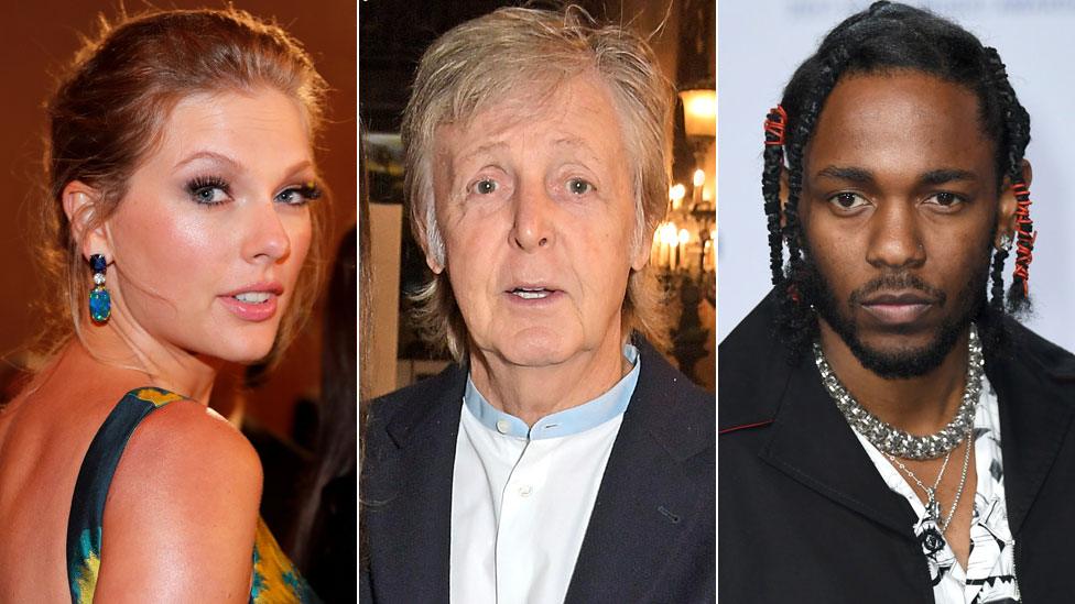 Taylor Swift, Paul McCartney and Kendrick Lamar