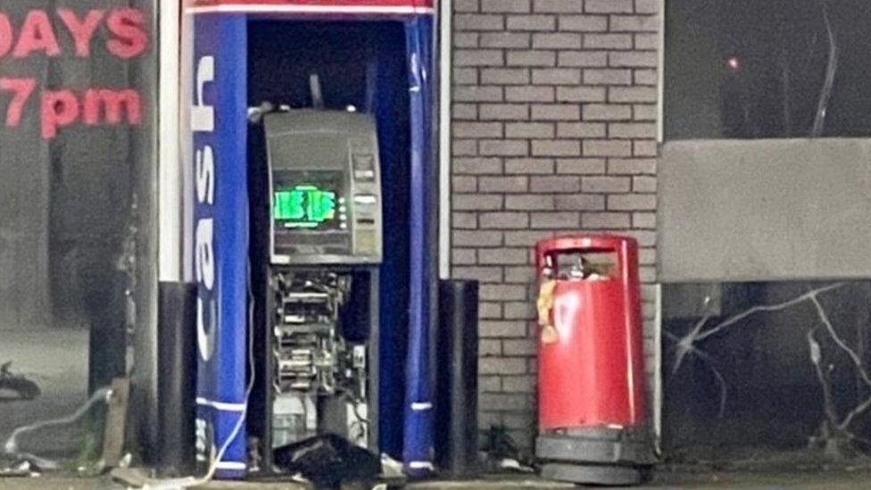 Cash machine at petrol station in Glenfield Road