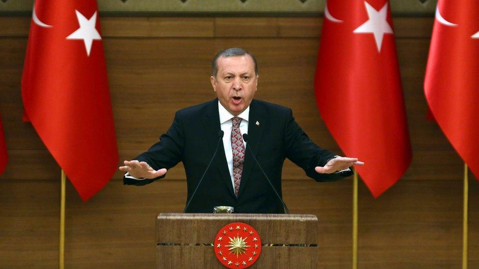 This file photo taken on February 10, 2016 shows Turkey's President Recep Tayyip Erdogan