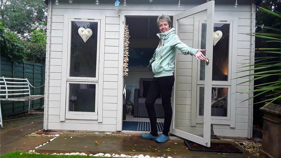 Louise Hutton and her shed