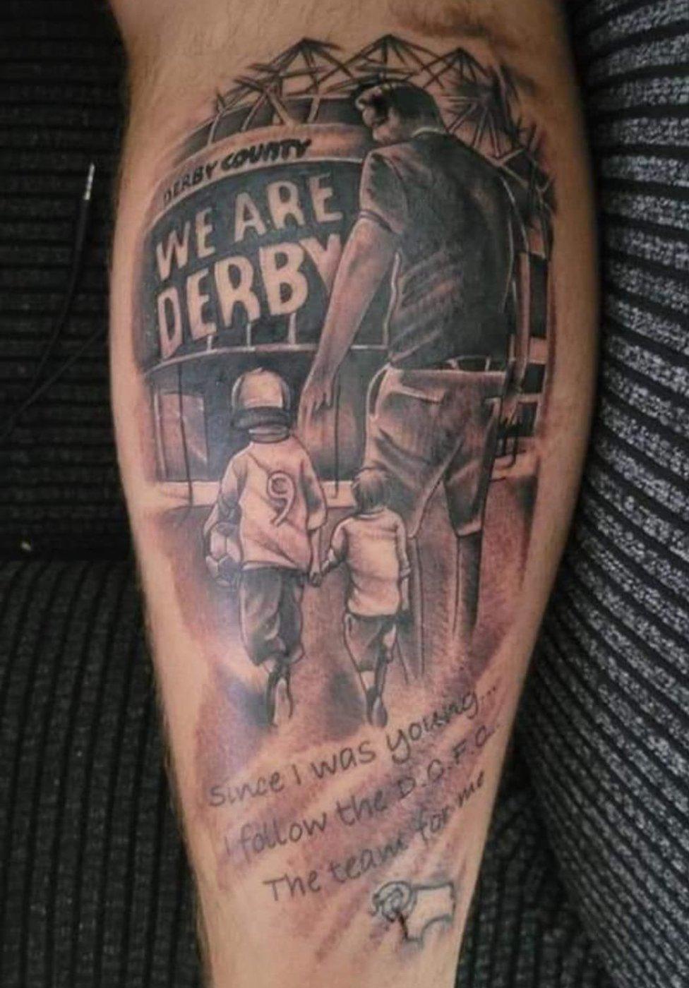 Tattoo on Tom Akers' leg