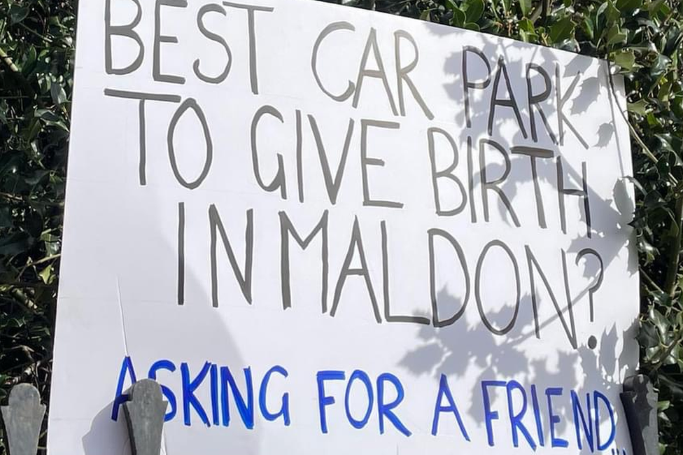 A protest sign at St Peter's Hospital in Maldon