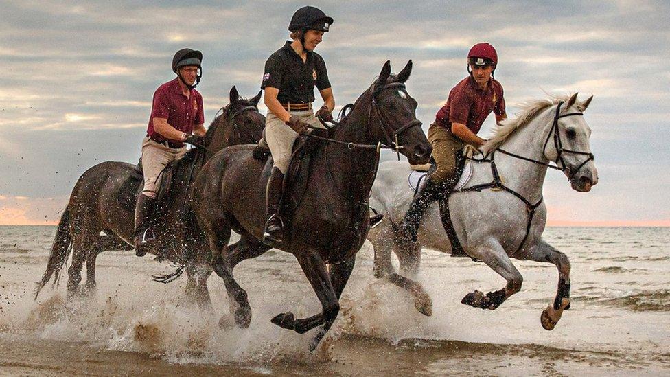 Household Cavalry Mounted Regiment on Holkham beach