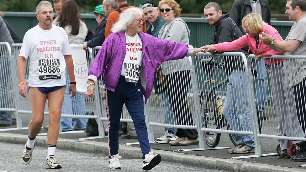 Savile taking part in the Great North Run in 2004