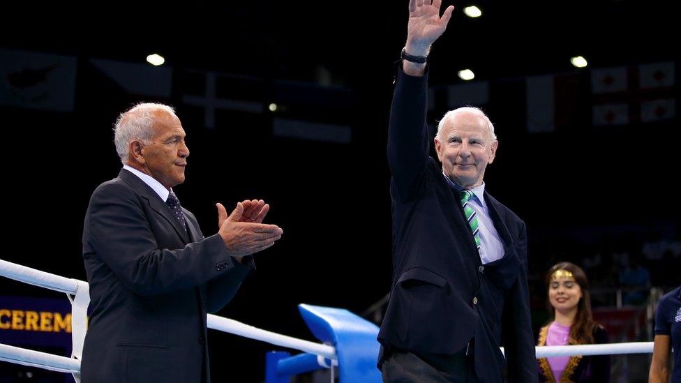 Patrick Hickey at the finals of the Baku 2015 European Games