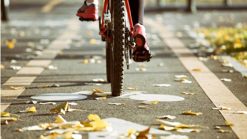 Unidentified cyclist in cycle lane