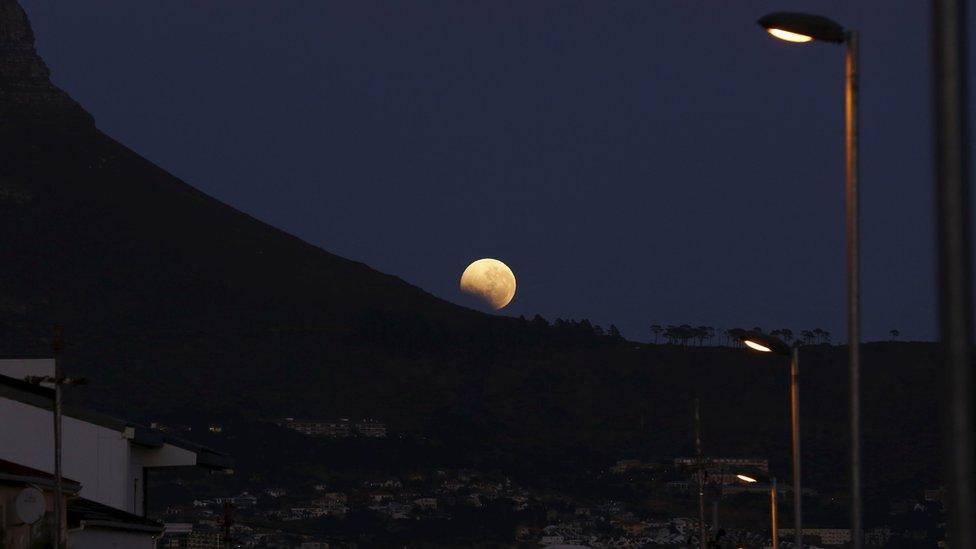 "Supermoon" and lunar eclipse over Cape Town