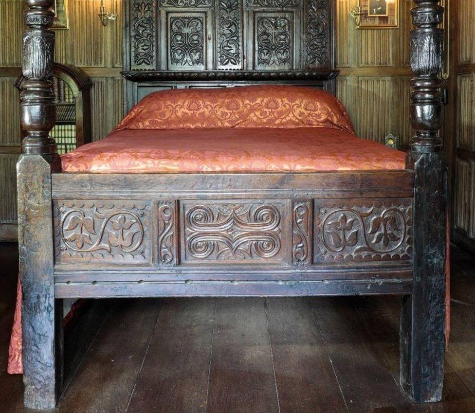 A Charles I four-poster oak bed
