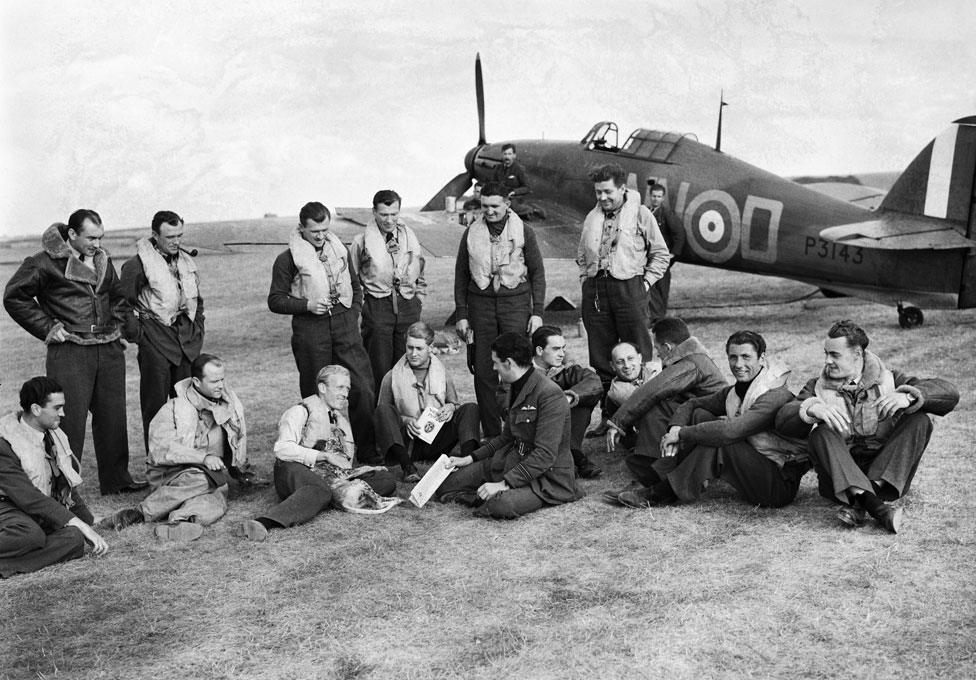 Members of 310 (Czechoslovak) Squadron at Duxford in September 1940