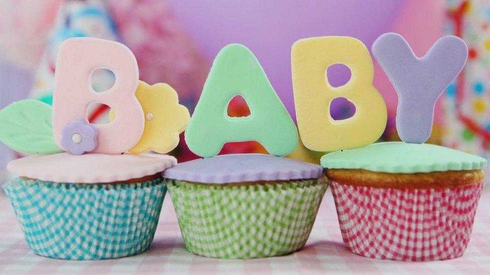 Cupcakes with baby written on