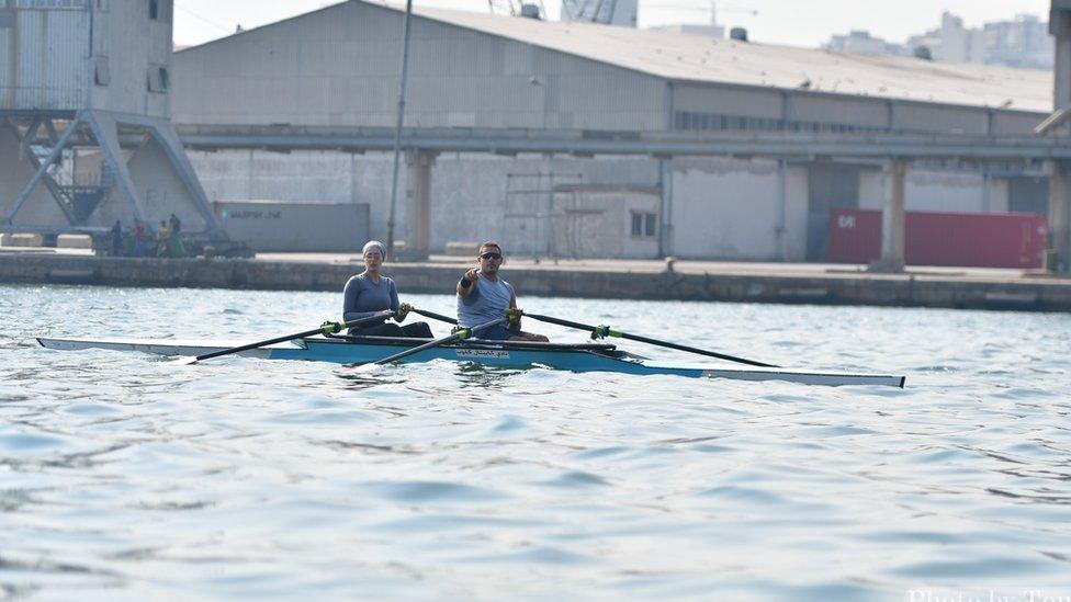 Rodrigue and his rowing partner