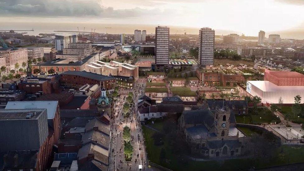 A CGI of the arena in the city centre