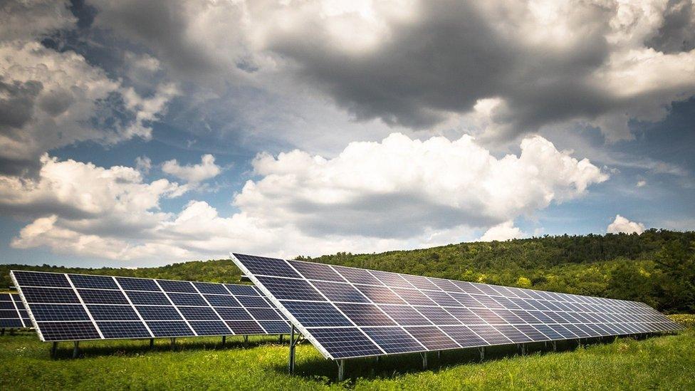 stock image of a solar farm