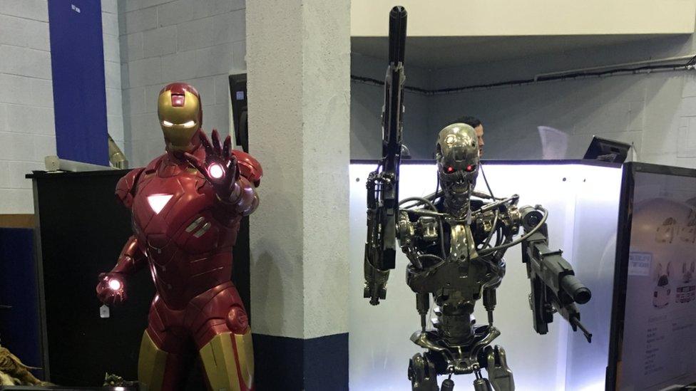 Life sized Iron Man and Terminator figures