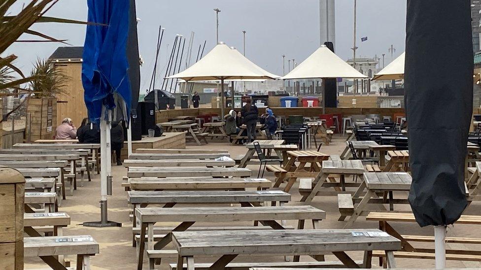 A few hardy souls out on the seafront