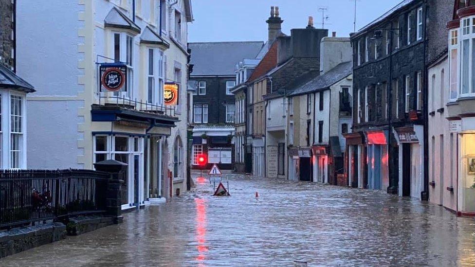 Flooded road at Llanrwst