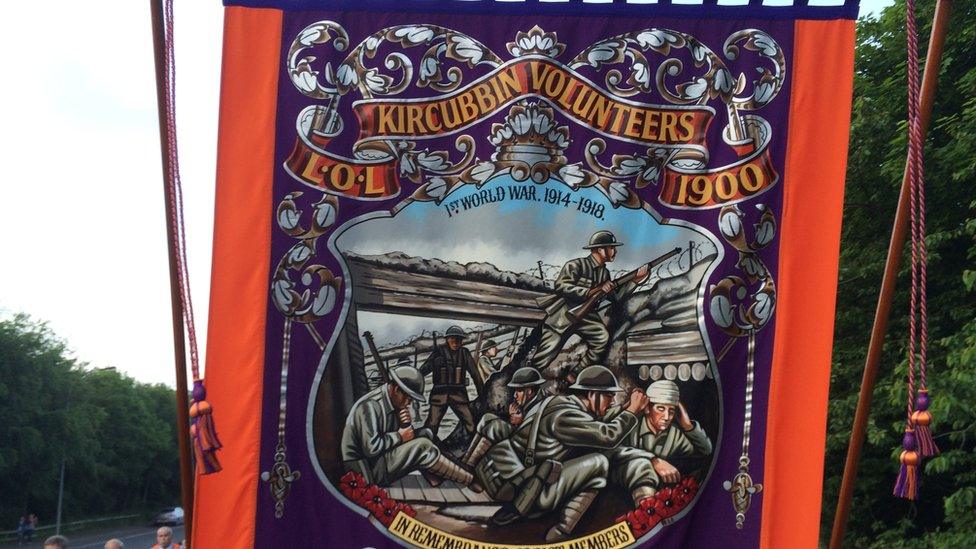 This WW1 banner on display at a Somme Commemoration in Newtownards won Grand Lodge best new banner award 2014