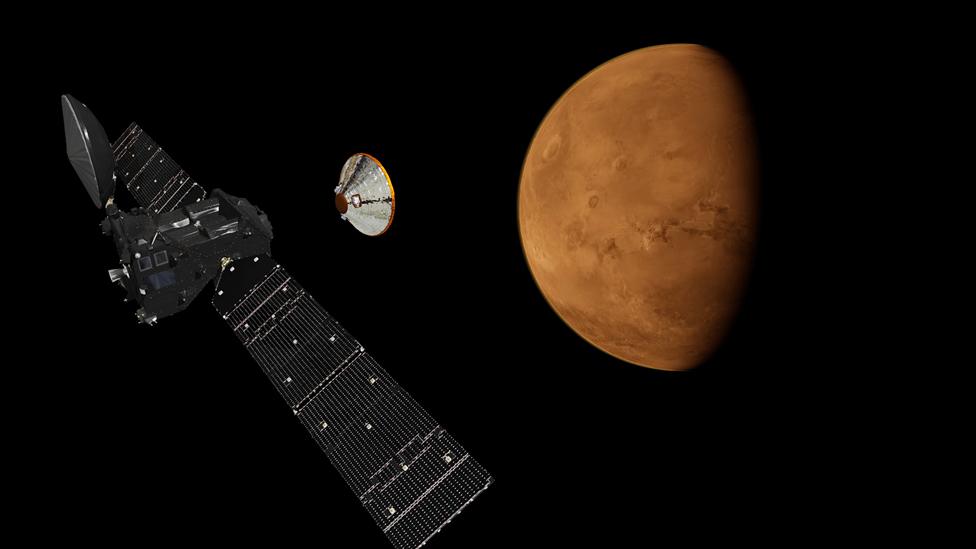 Artist's impression of TGO and Schiaparelli