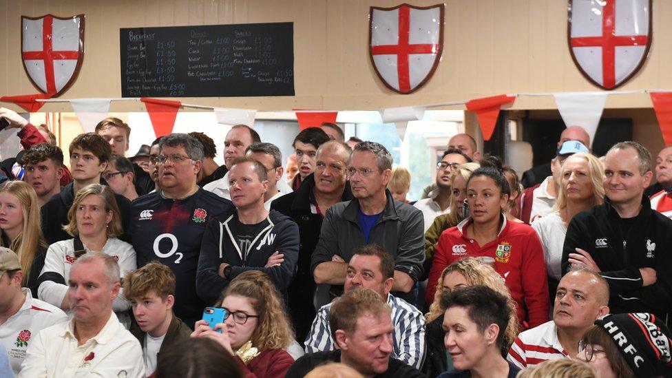 Dejected England fans at Harpenden Rugby Club