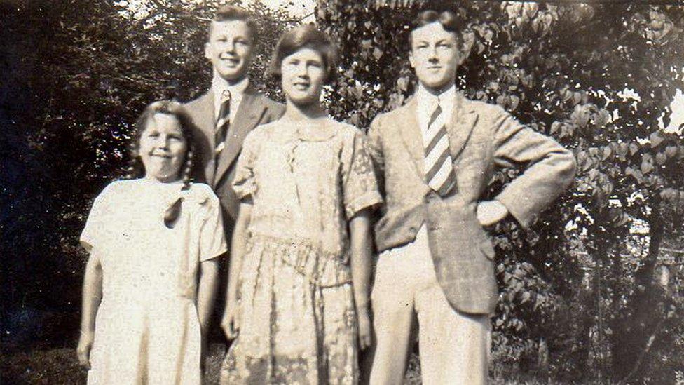 Joyce with her sister and brothers (Jane, Laurence and John) in 1926