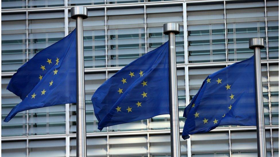 Flags outside the European Commission