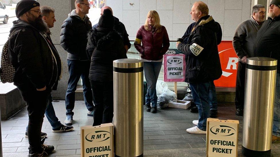 Picket line at Birmingham New Street station