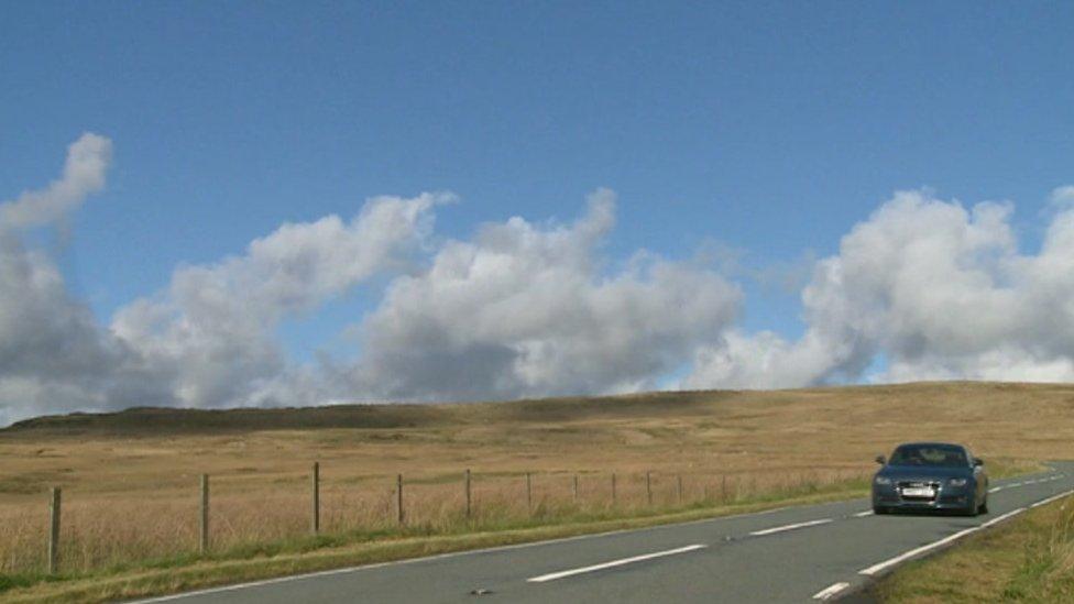 A car on part of the "Evo Triangle" in north Wales