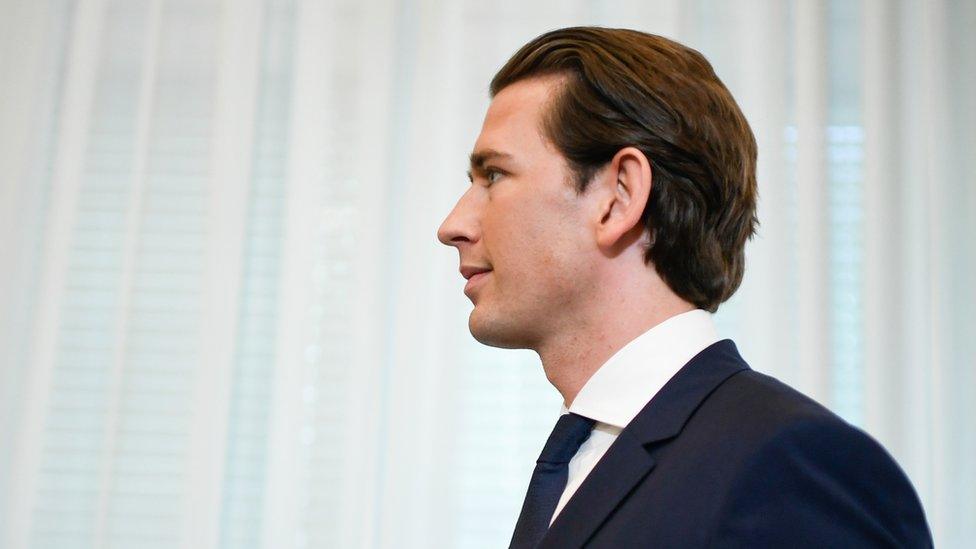 Austrian Chancellor Sebastian Kurz, seen in profile