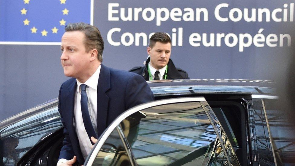 David Cameron arriving at Brussels summit