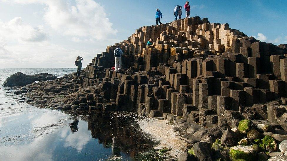 Tourists on Giants Causeway