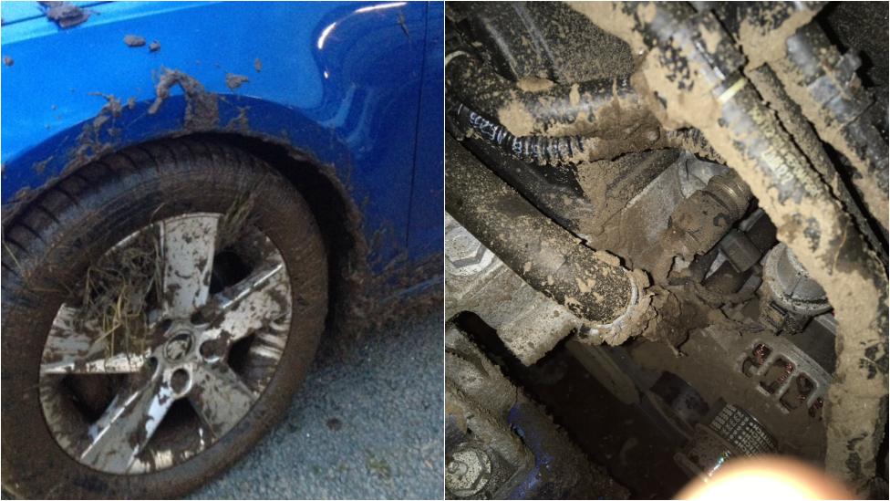 Skoda Octavia car after stuck in mud at Festival No.6