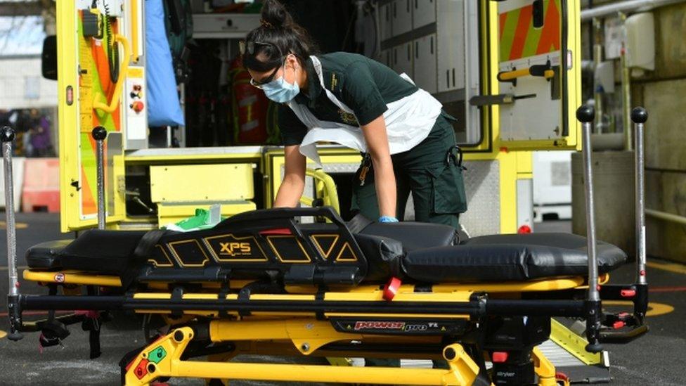 Ambulance outside hospital in Swansea