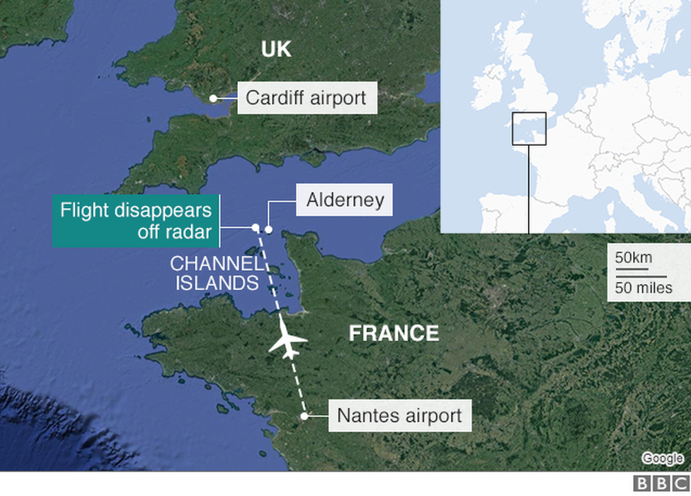 Map showing location of Alderney and lighthouse