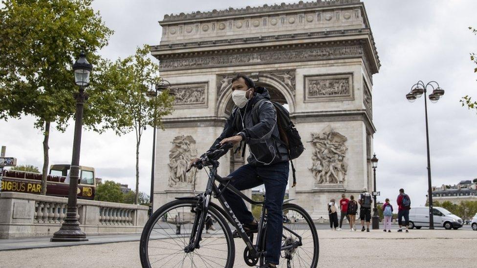 Champs Elysees near the Arc de Triomphe, in Paris, France, 28 August 2020