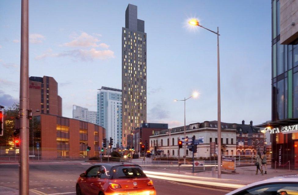 Architect's impression of proposed 42-storey building in Cardiff