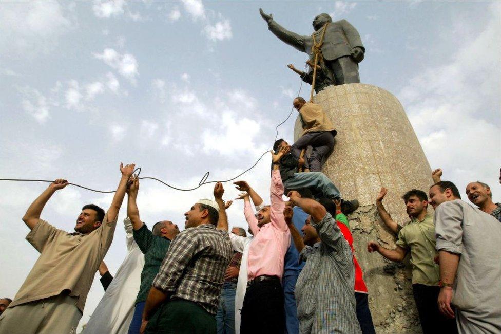 Statue of Saddam Hussein pulled down in April 2003