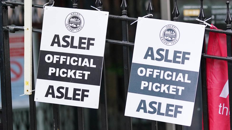 Aslef picket signs