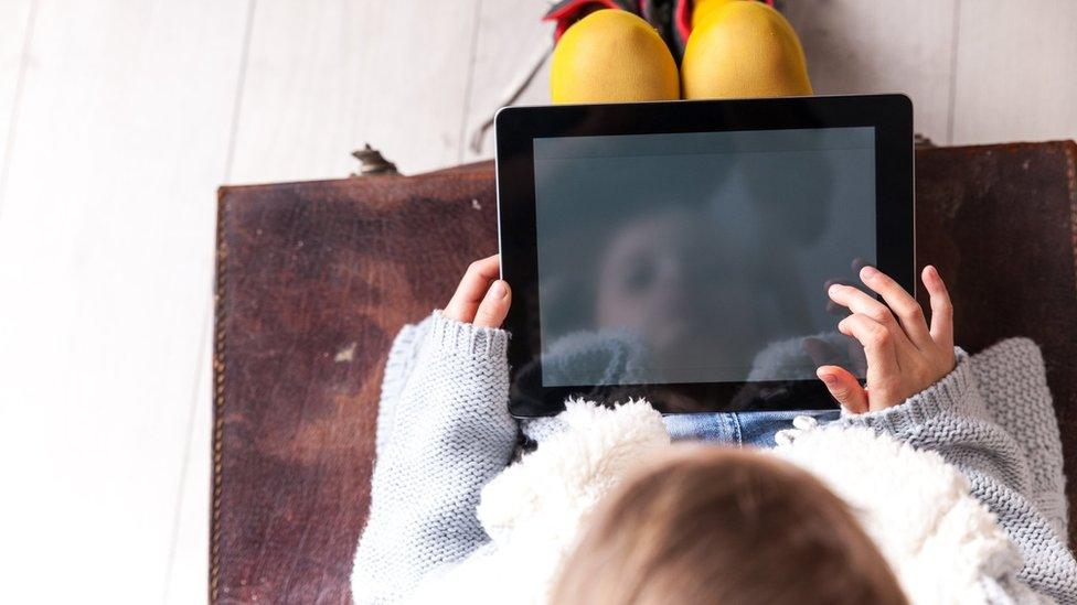 Girl using a tablet