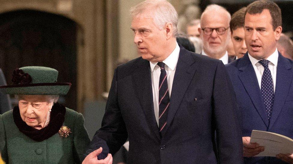 Prince Andrew at Prince Philip's memorial