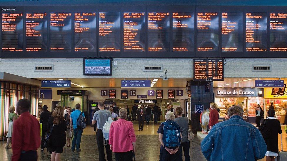 The departure screens at London Euston train station