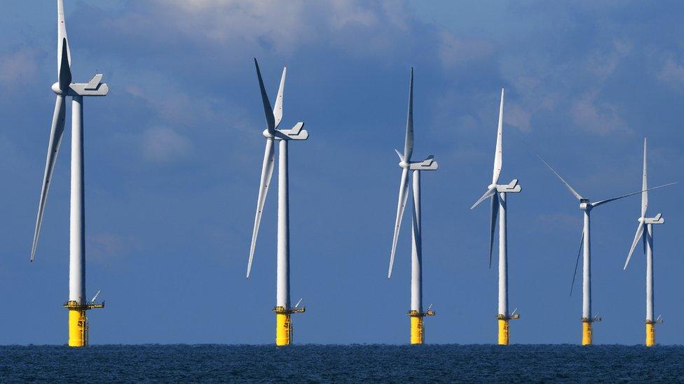 Wind turbines off the Sussex coast