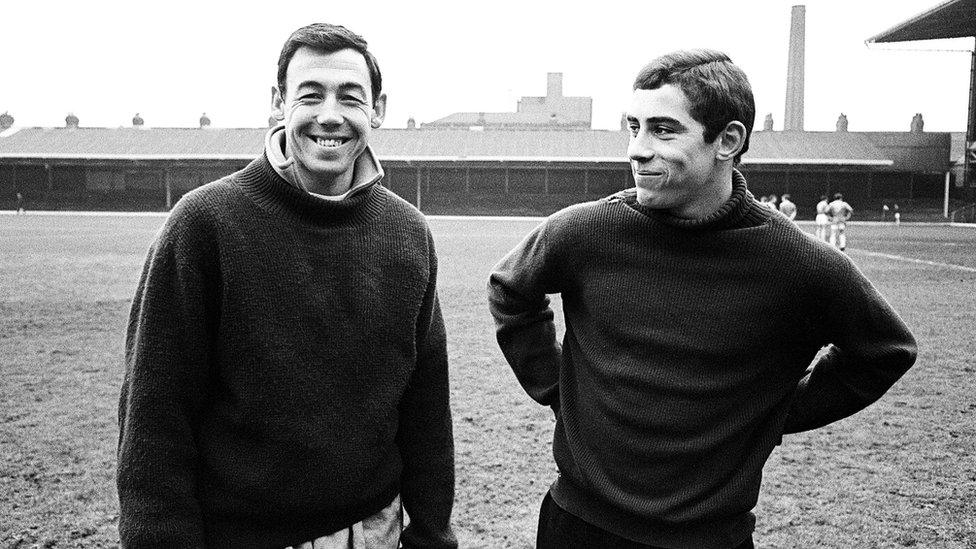 Gordon Banks and Peter Shilton in 1965 at Leicester City