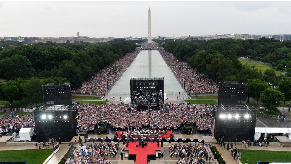 US President Donald Trump speaks during the "Salute to America" Fourth of July event