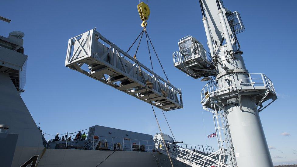 HMS Diamond being loaded with Sea Viper missiles