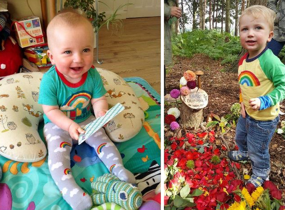 Jago as a baby and visiting his sister's plaque