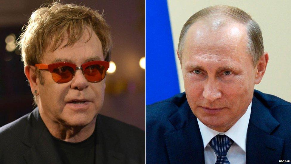 Sir Elton John and Russian President Vladimir Putin