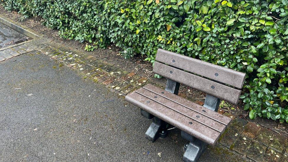 The bench outside the Tesco store in Lychpit