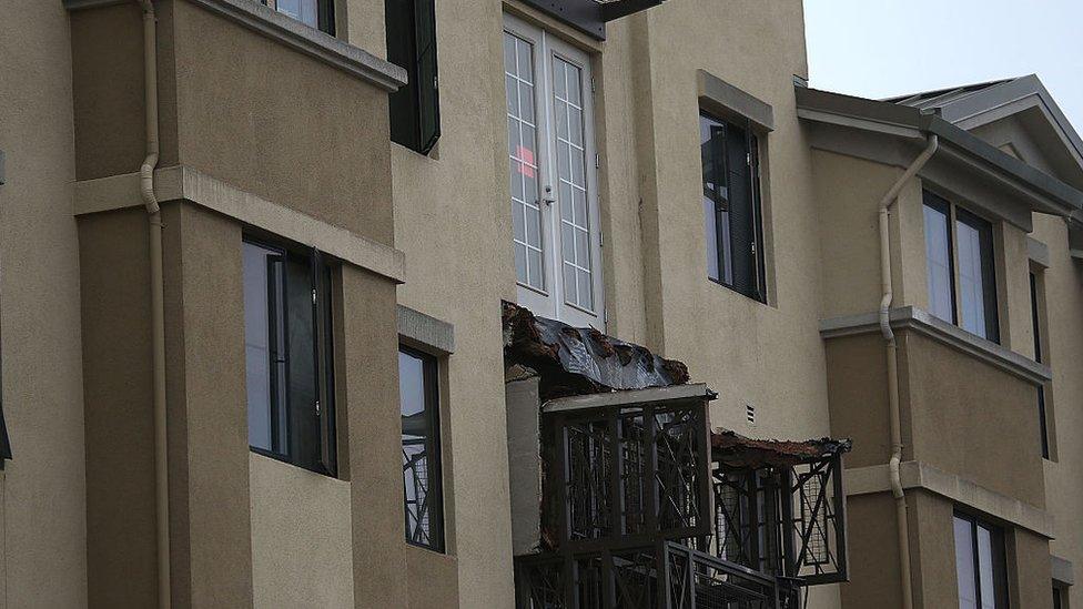 A section of the collapsed balcony in 2015