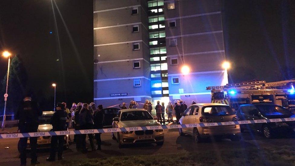 A cordon was put in place around the tower block